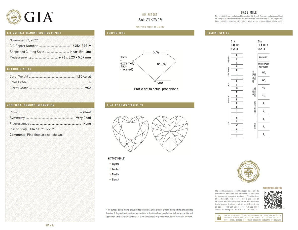 1.80ct | K/VS2 Heart Shape Brilliant Cut Diamond (GIA) - Modern Rustic Diamond