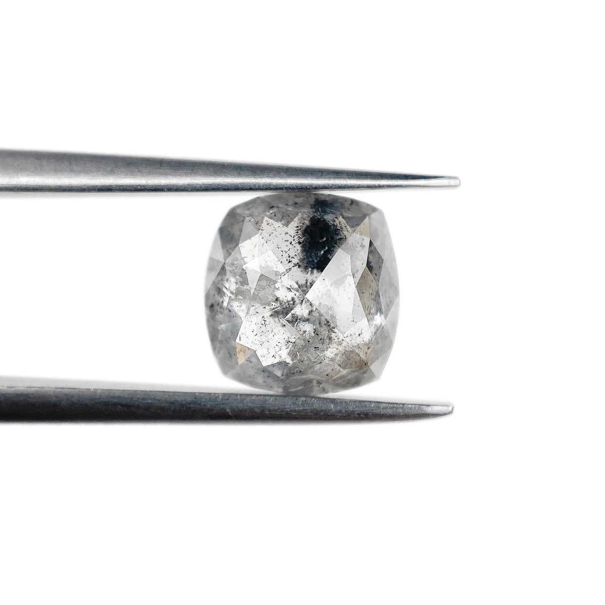 1.80ct | Salt & Pepper Cushion Shape Rose Cut Diamond - Modern Rustic Diamond