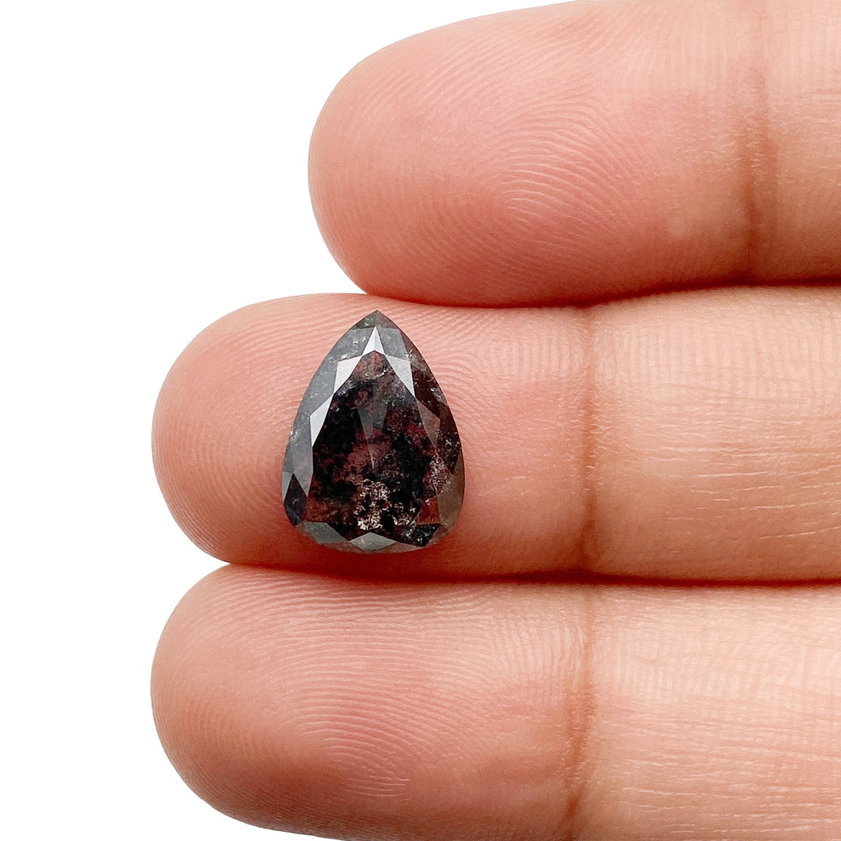 1.80ct | Salt & Pepper Pear Shape Rose Cut Diamond - Modern Rustic Diamond
