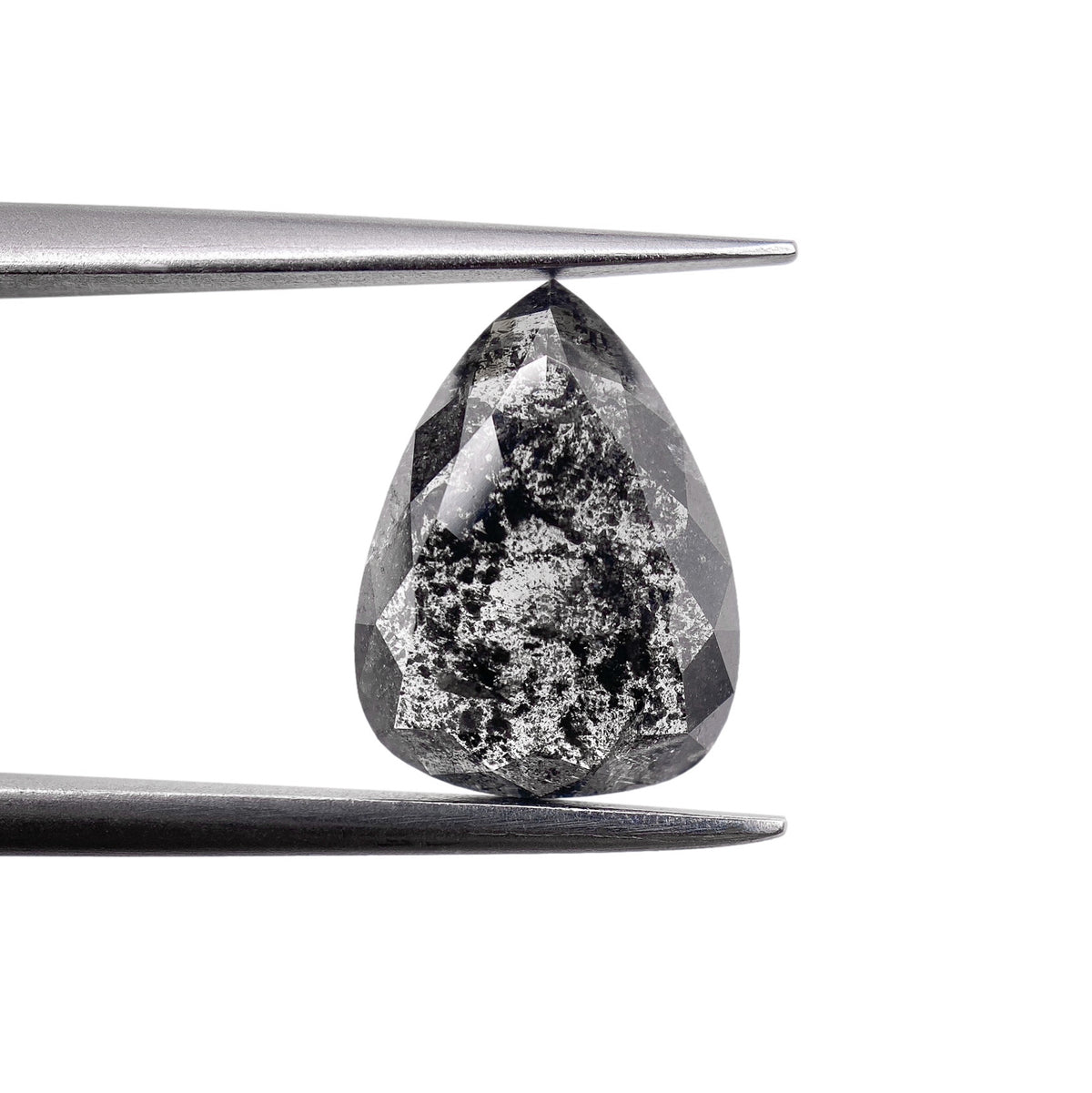 1.80ct | Salt & Pepper Pear Shape Rose Cut Diamond - Modern Rustic Diamond