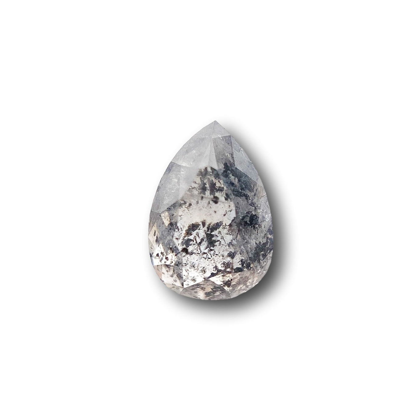 0.79ct | Salt & Pepper Pear Shape Rose Cut Diamond - Modern Rustic Diamond