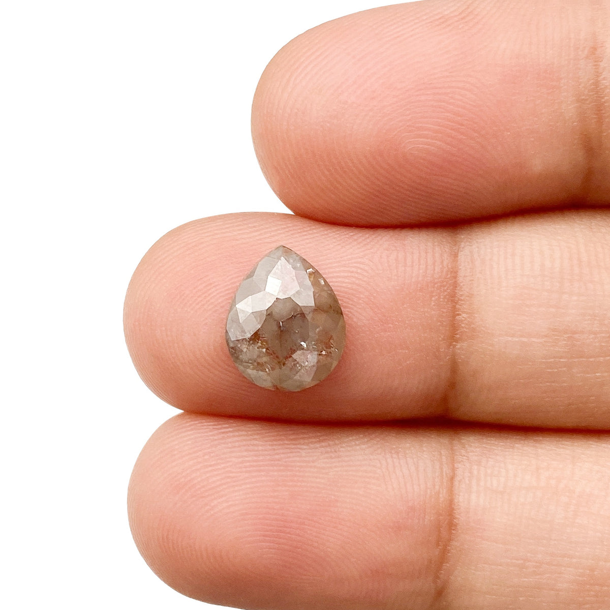 1.81ct | Salt & Pepper Pear Shape Rose Cut Diamond - Modern Rustic Diamond