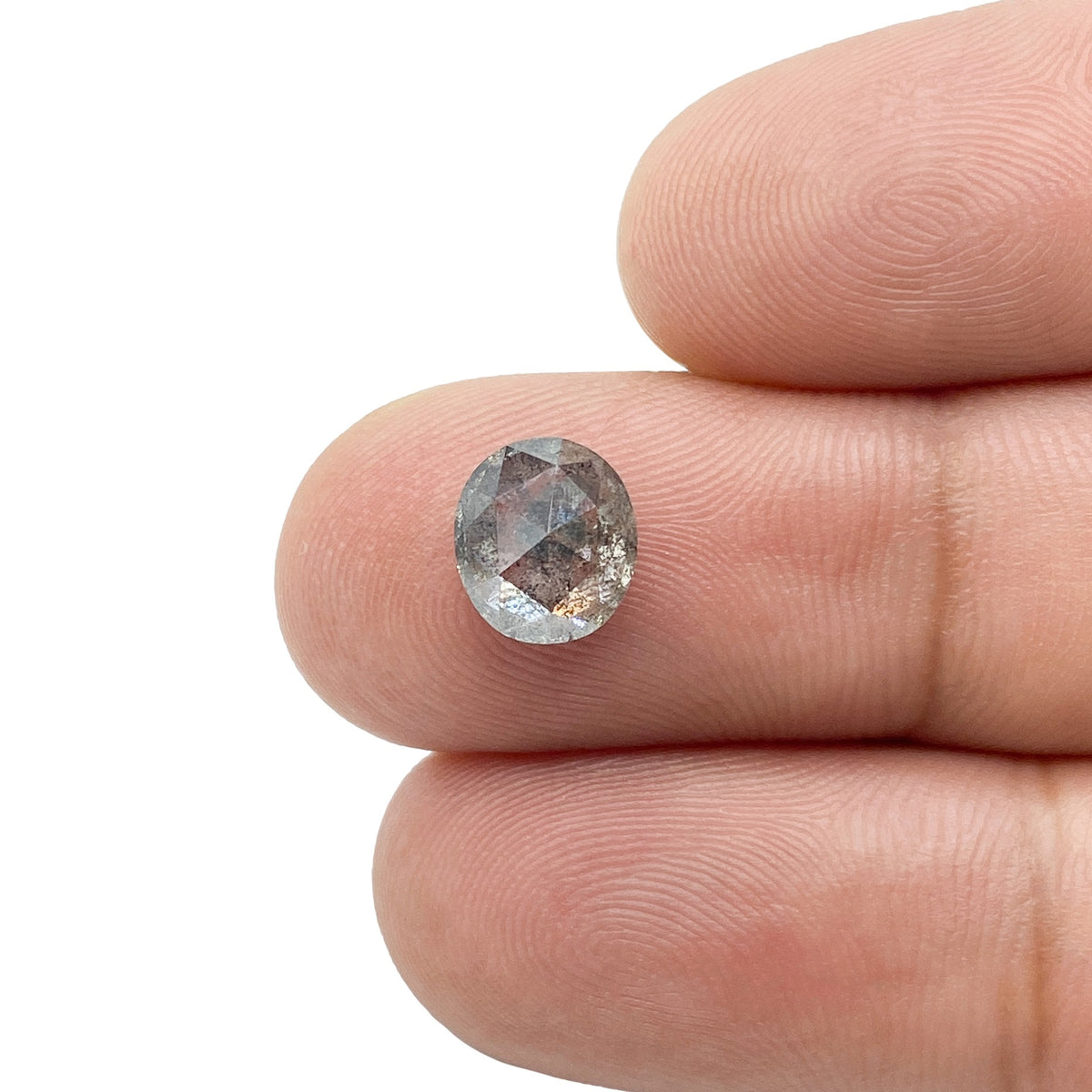 1.81ct | Salt & Pepper Oval Shape Rose Cut Diamond - Modern Rustic Diamond
