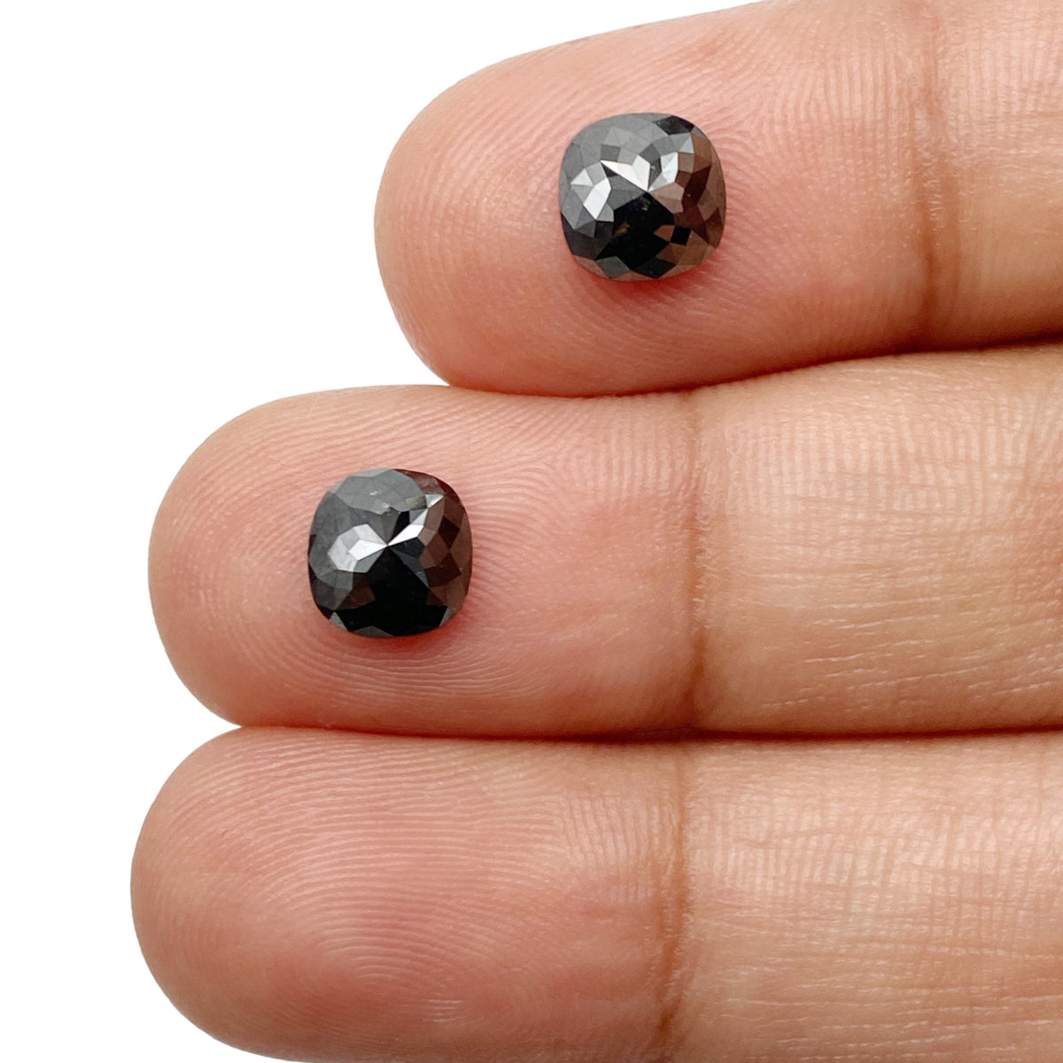 1.81cttw | Black Cushion Shape Rose Cut Diamond Matched Pair-Modern Rustic Diamond