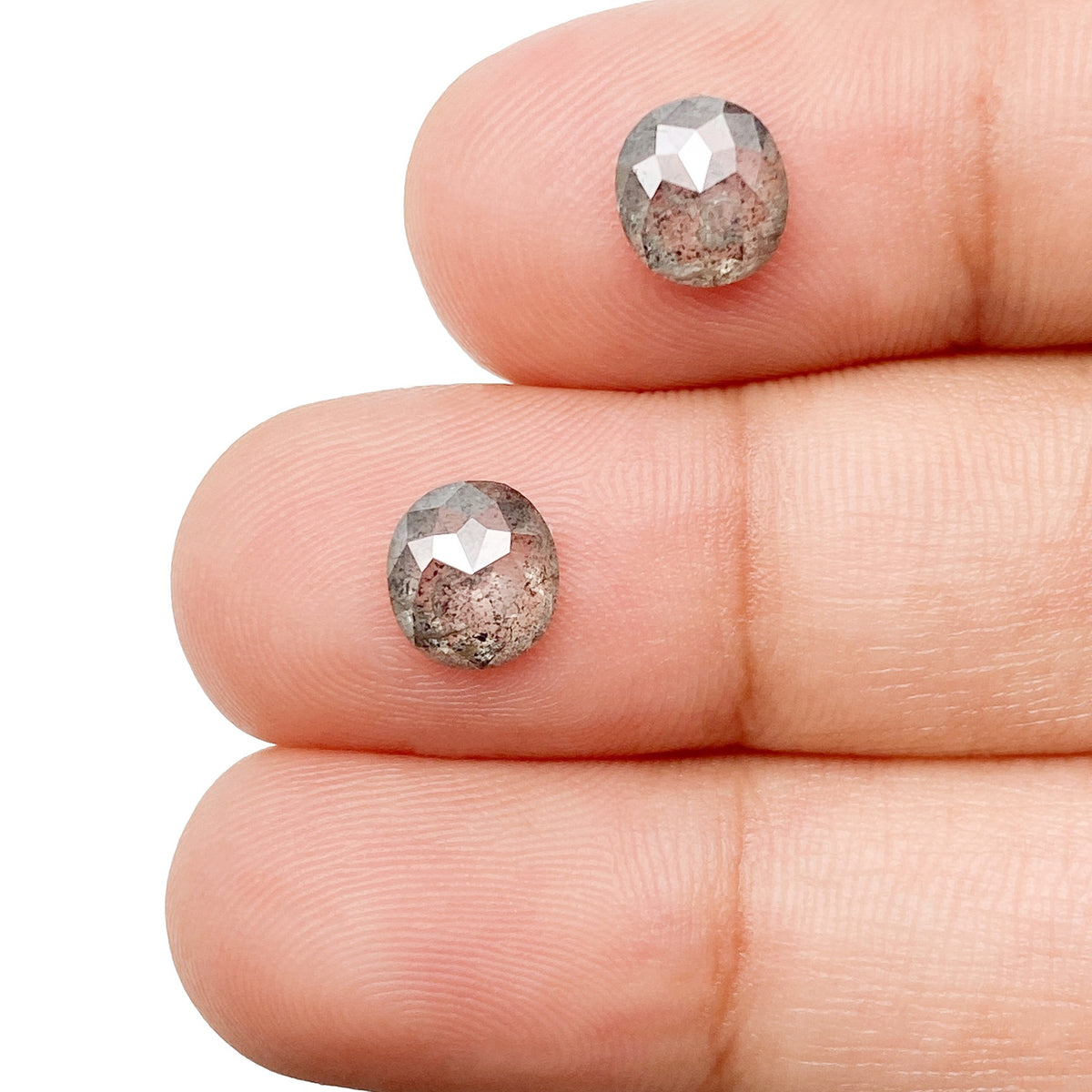 1.81cttw | Rustic  Cushion Shape Rose Cut Diamond Matched Pair - Modern Rustic Diamond