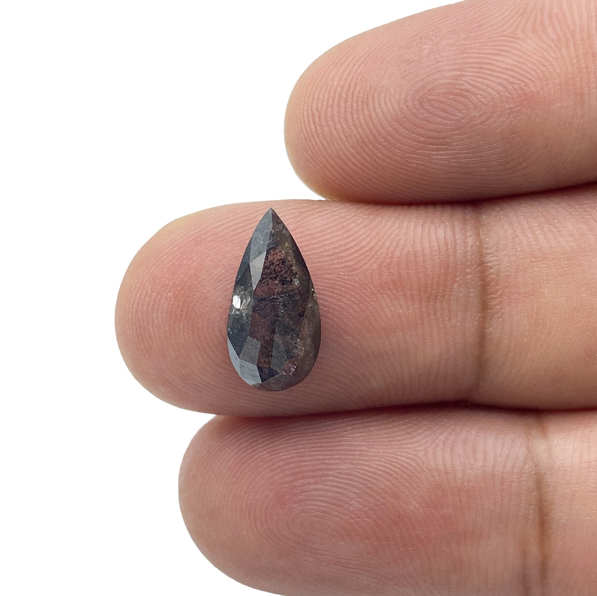1.83ct | Salt & Pepper Pear Shape Rose Cut Diamond - Modern Rustic Diamond