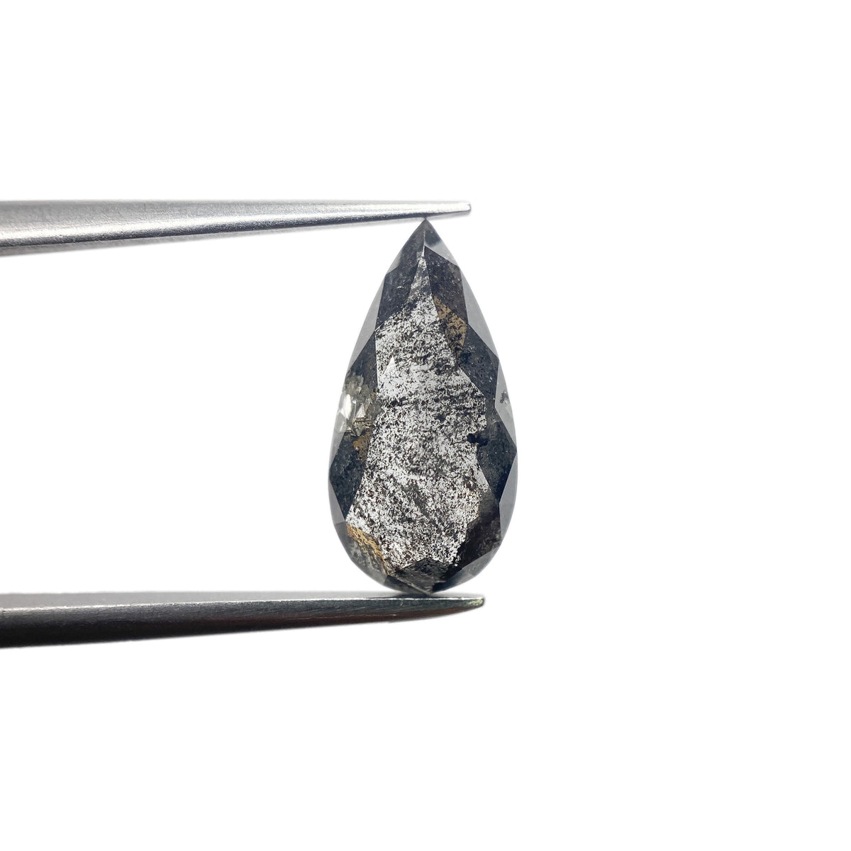 1.83ct | Salt & Pepper Pear Shape Rose Cut Diamond - Modern Rustic Diamond
