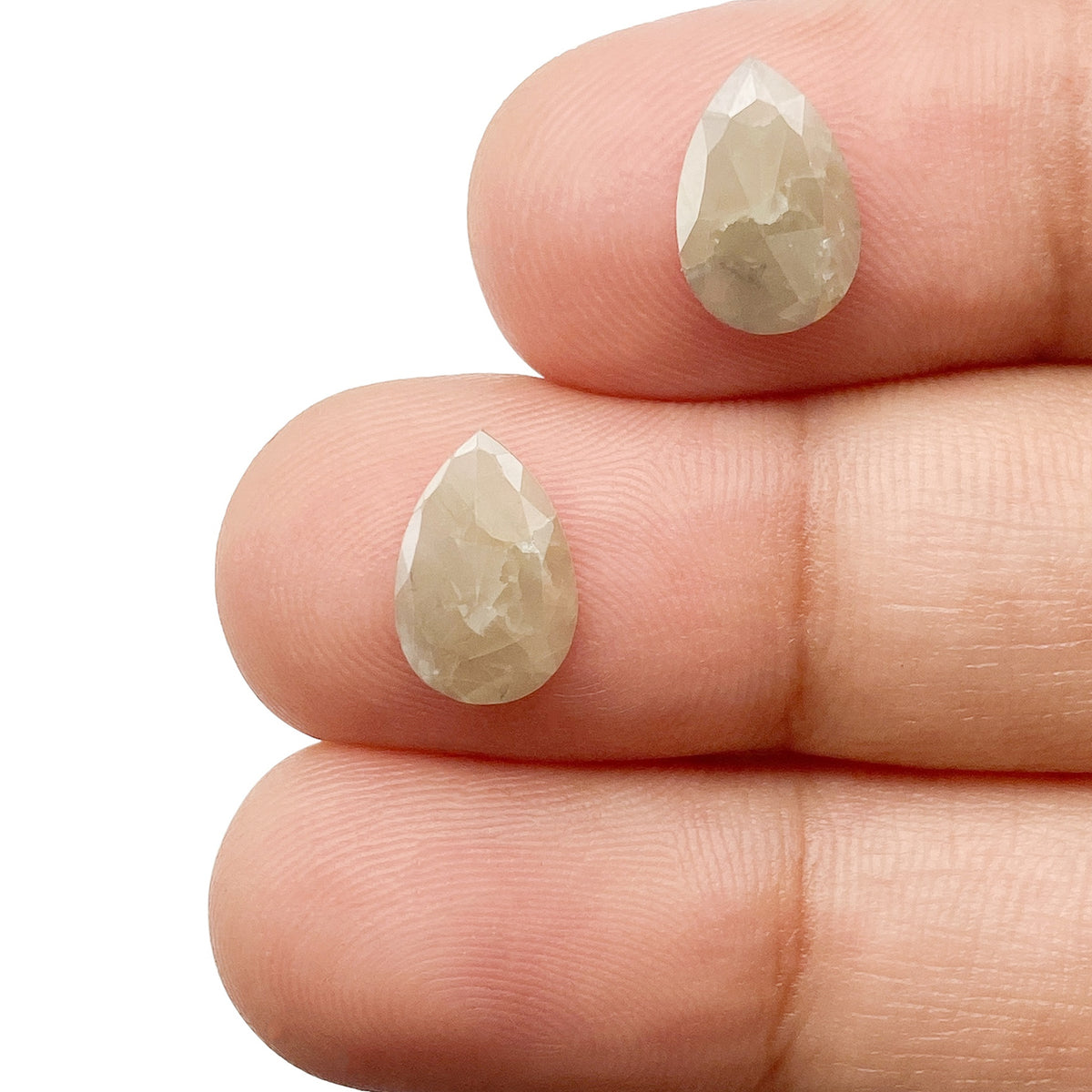 1.83cttw | Rustic  Pear Shape Rose Cut Diamond Matched Pair - Modern Rustic Diamond
