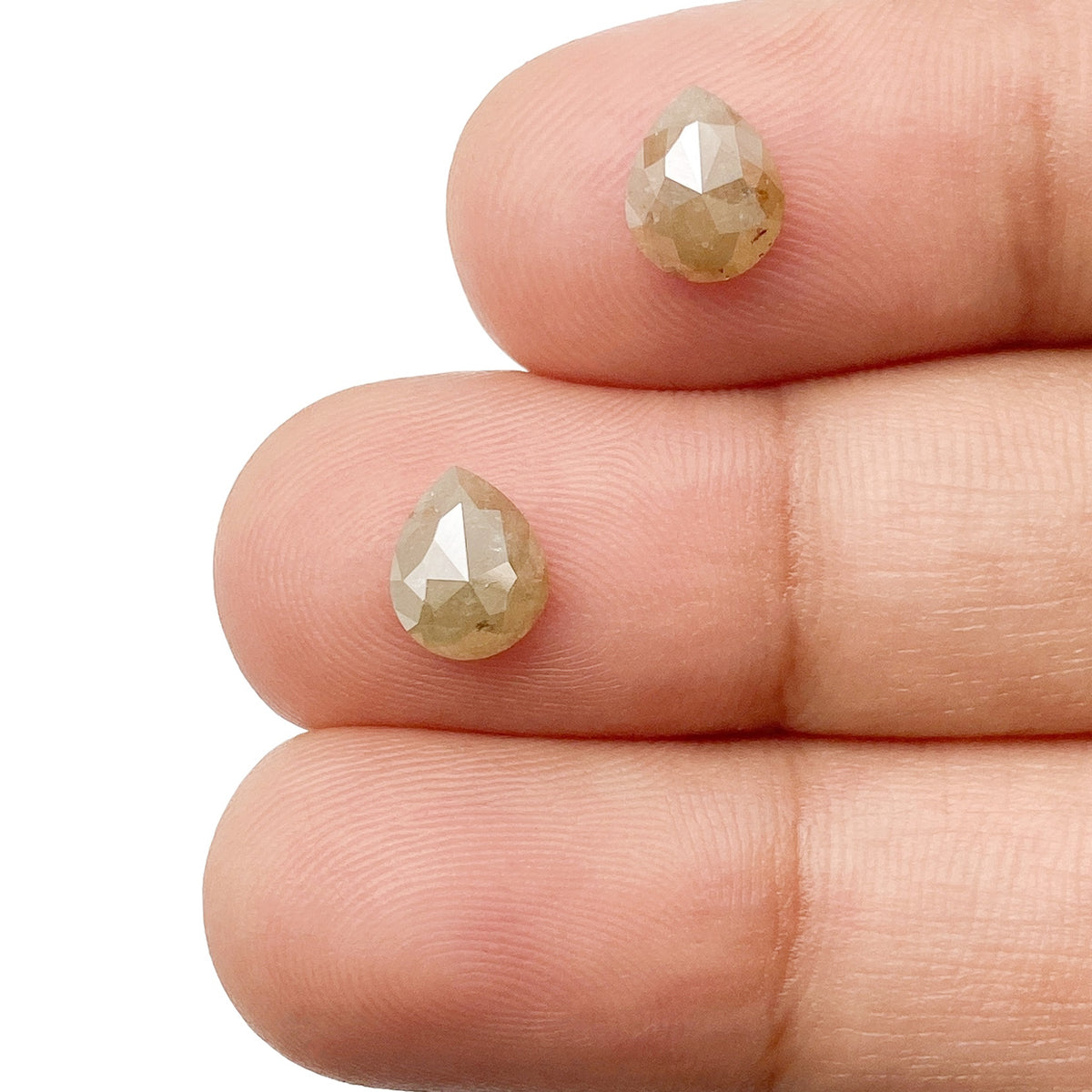 1.84cttw | Rustic  Pear Shape Rose Cut Diamond Matched Pair - Modern Rustic Diamond
