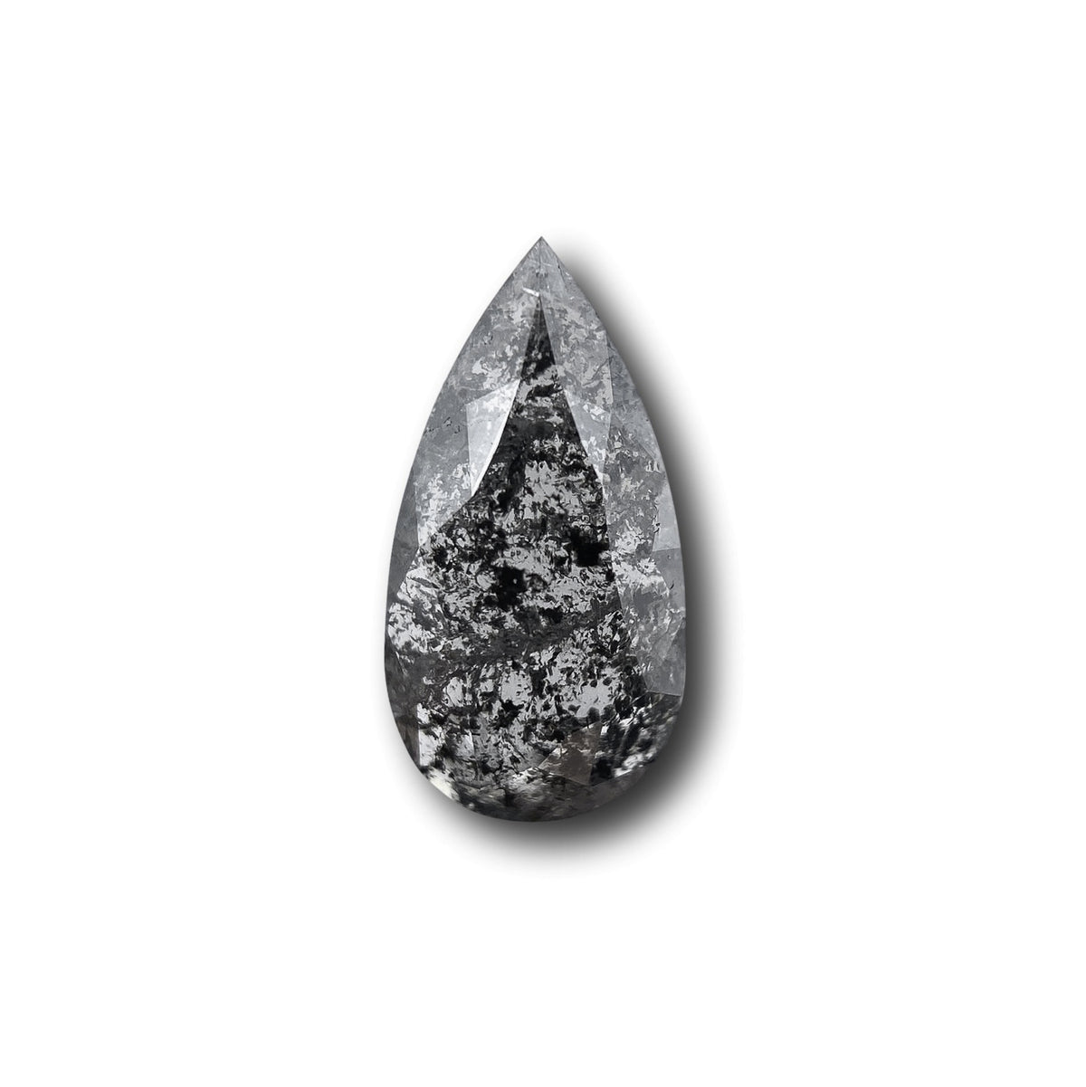 0.83ct | Salt & Pepper Pear Shape Rose Cut Diamond - Modern Rustic Diamond