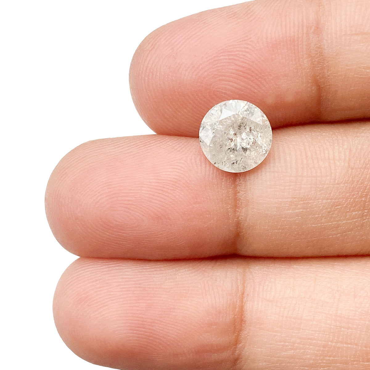 1.85ct | Salt & Pepper Round Shape Brilliant Cut Diamond - Modern Rustic Diamond