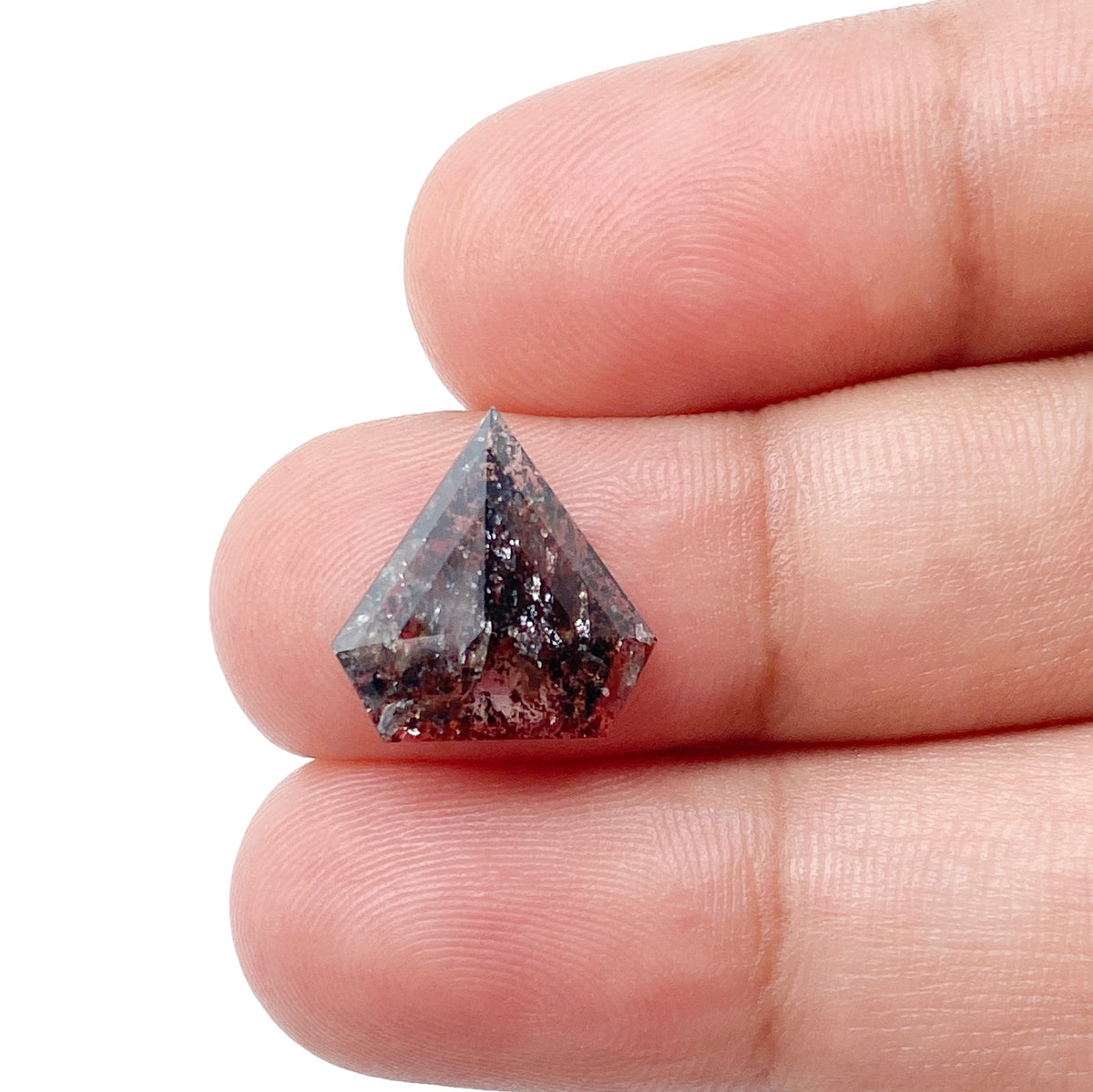 1.85ct | Salt & Pepper Shield Shape Rose Cut Diamond - Modern Rustic Diamond