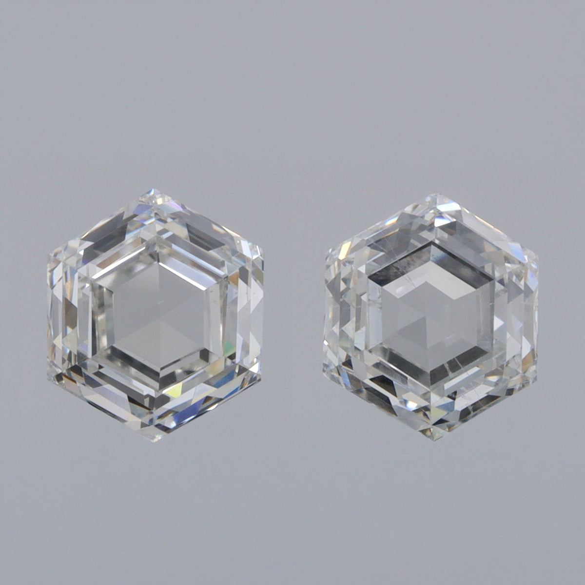 0.63cttw | E-F VVS-VS Hexagon Shape Step Cut Diamond Matched Pair - Modern Rustic Diamond