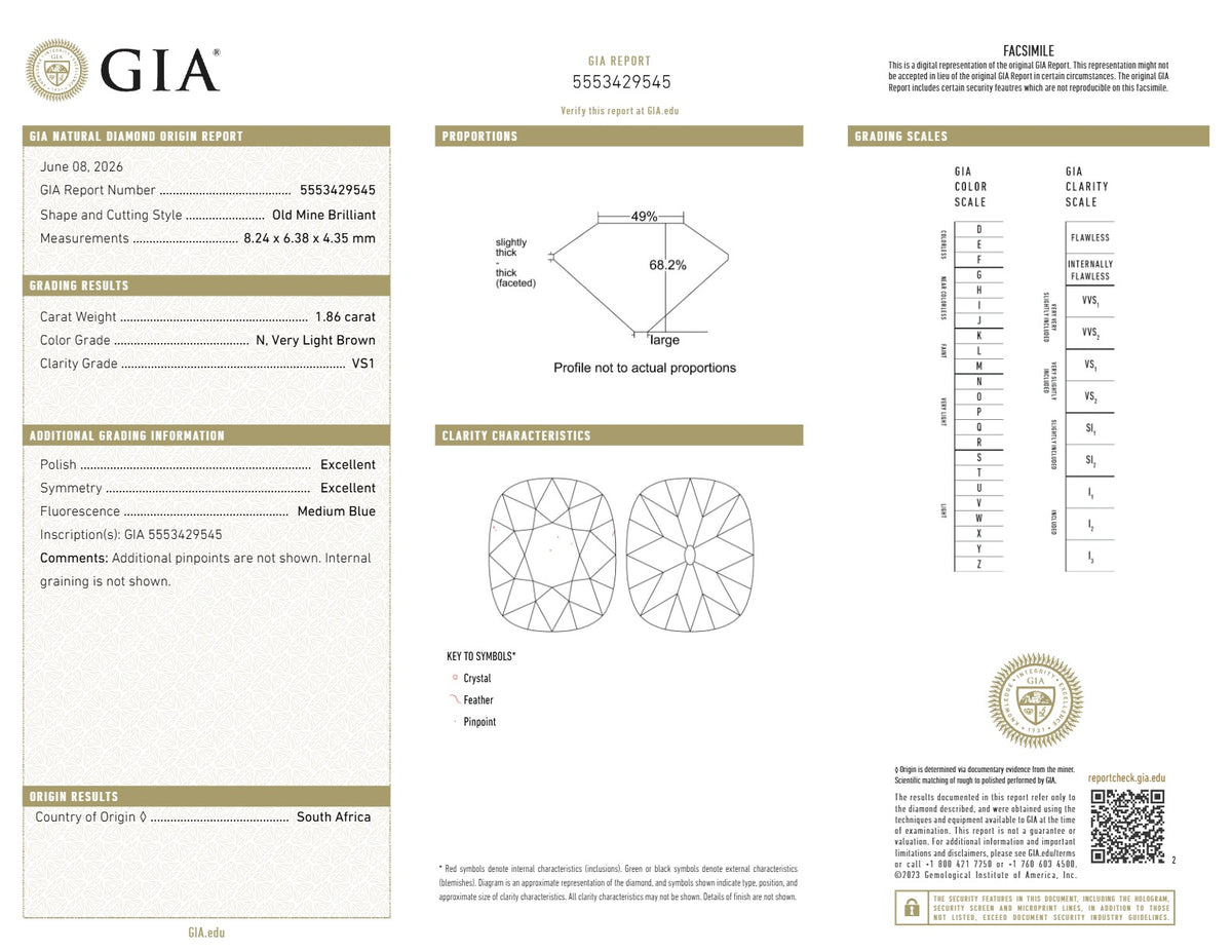 1.86ct | N/VS1 Cushion Shape Old Mine Cut Diamond (GIA) - Modern Rustic Diamond