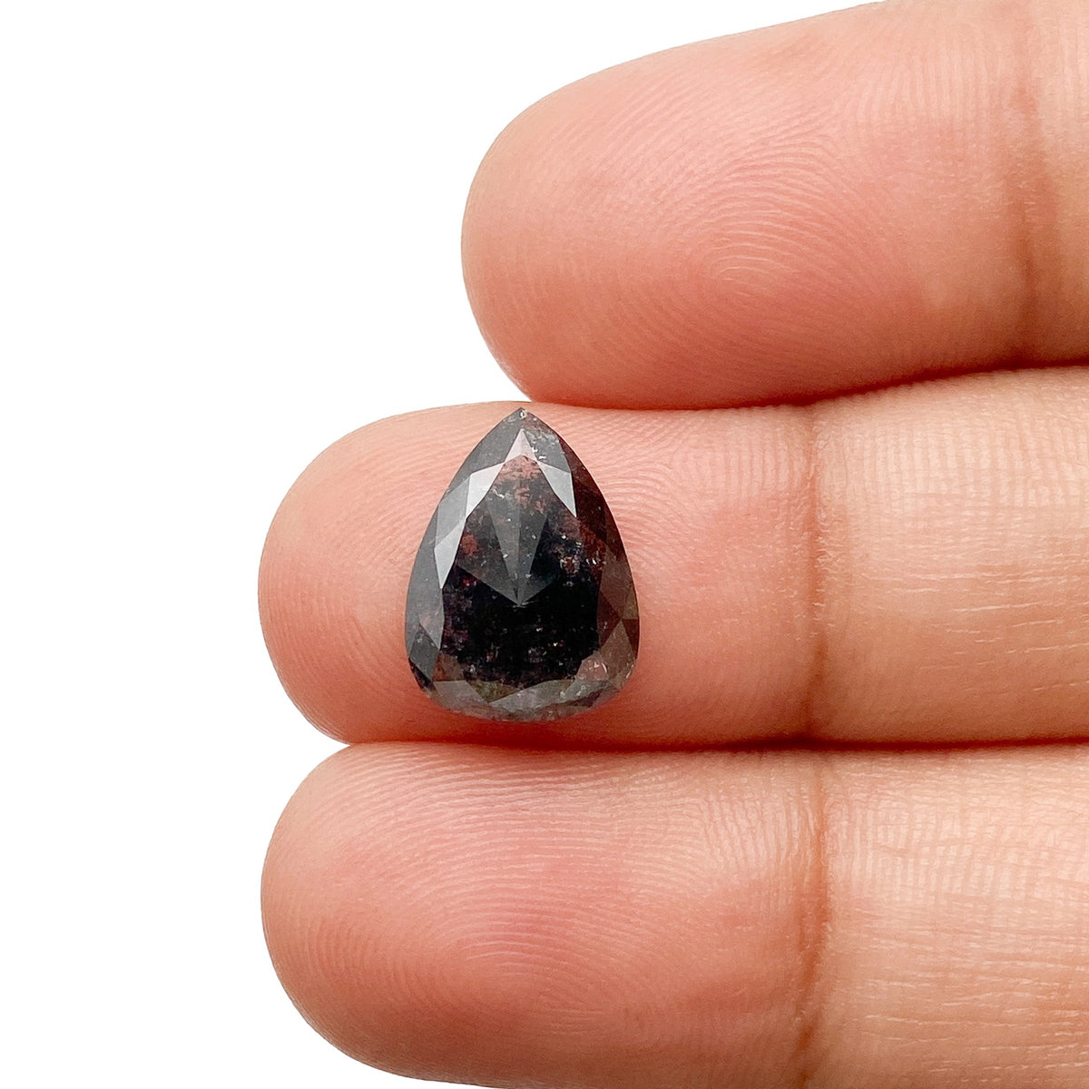 1.86ct | Salt & Pepper Pear Shape Rose Cut Diamond - Modern Rustic Diamond