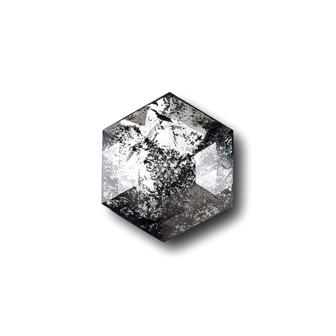 0.70ct | Salt & Pepper Hexagon Shape Rose Cut Diamond