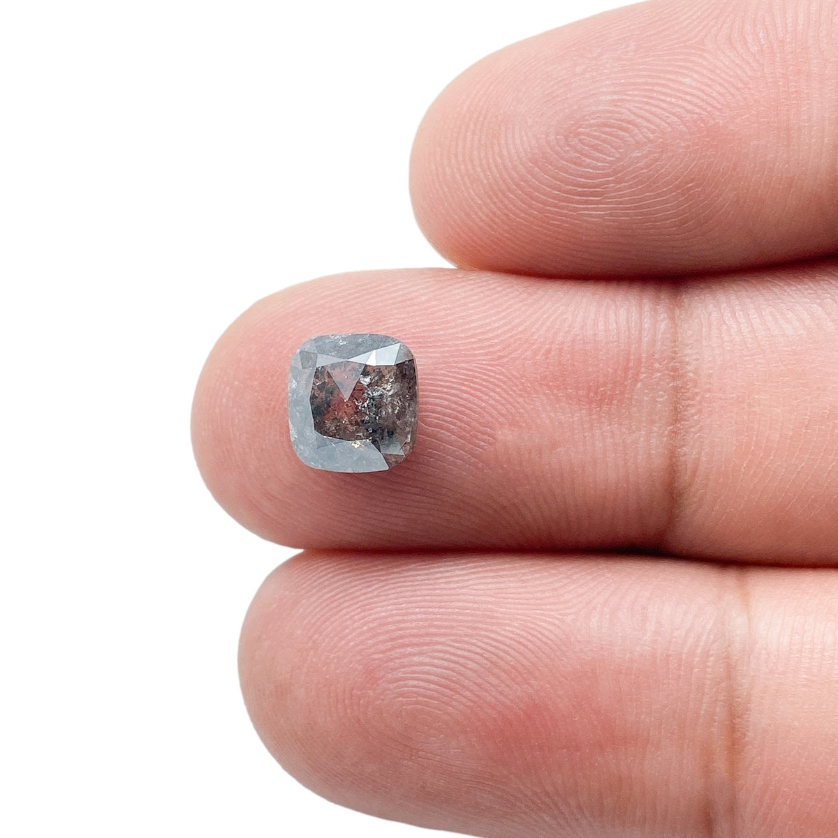 1.87ct | Salt & Pepper Cushion Shape Rose Cut Diamond - Modern Rustic Diamond