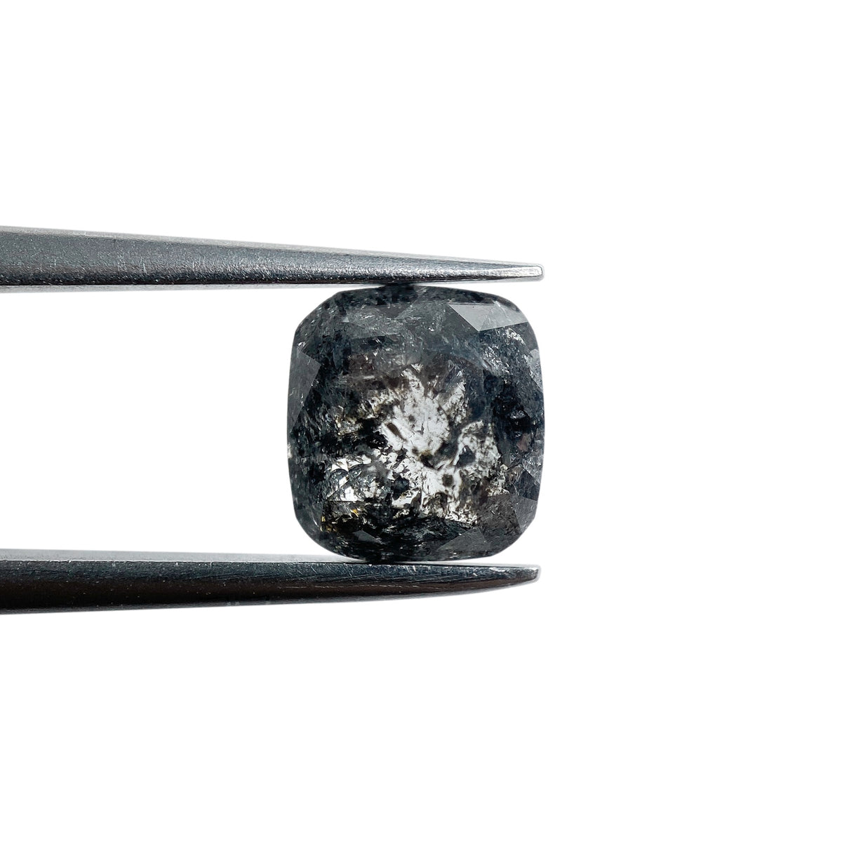 1.87ct | Salt & Pepper Cushion Shape Rose Cut Diamond - Modern Rustic Diamond