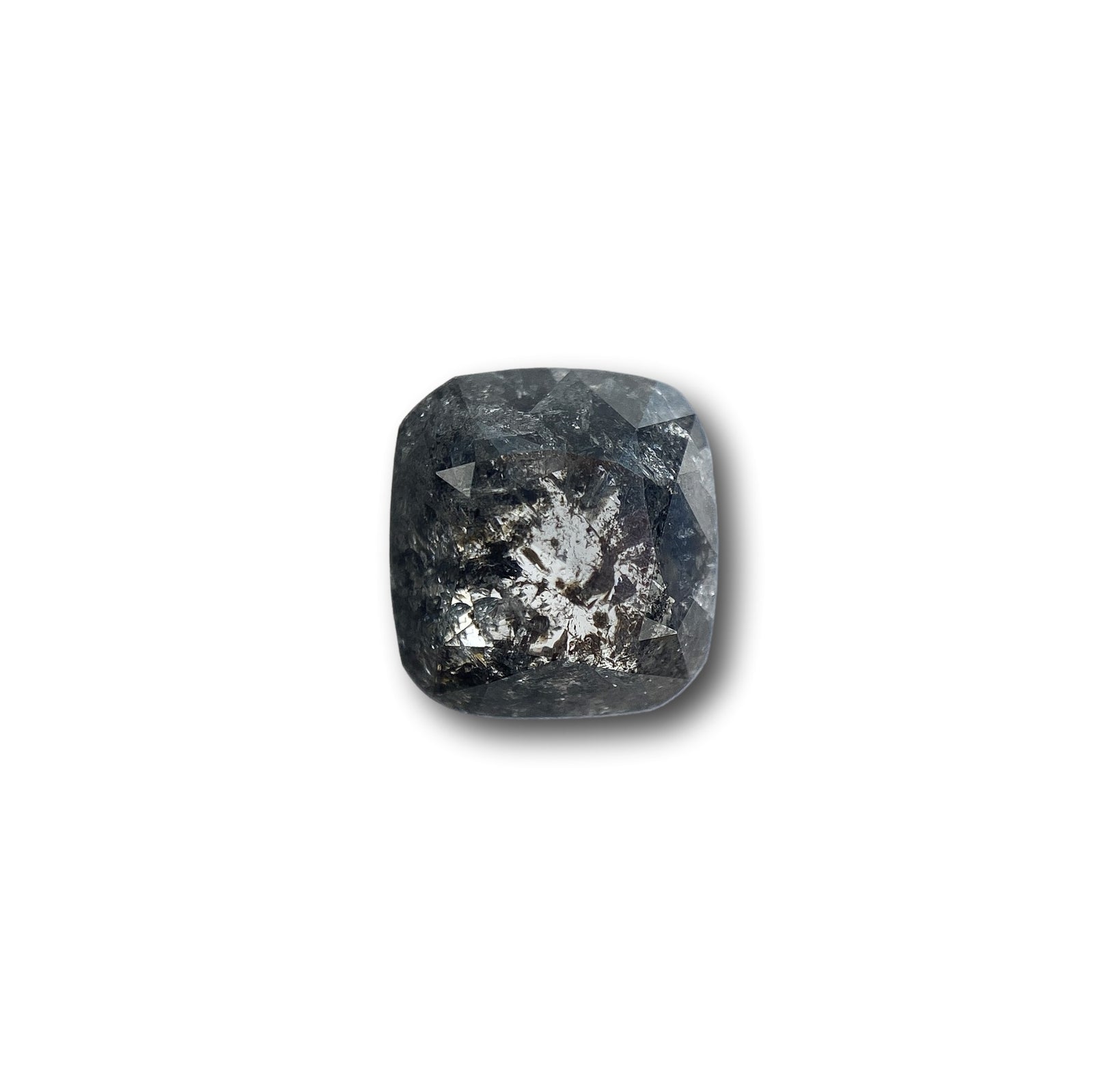 1.87ct | Salt & Pepper Cushion Shape Rose Cut Diamond - Modern Rustic Diamond