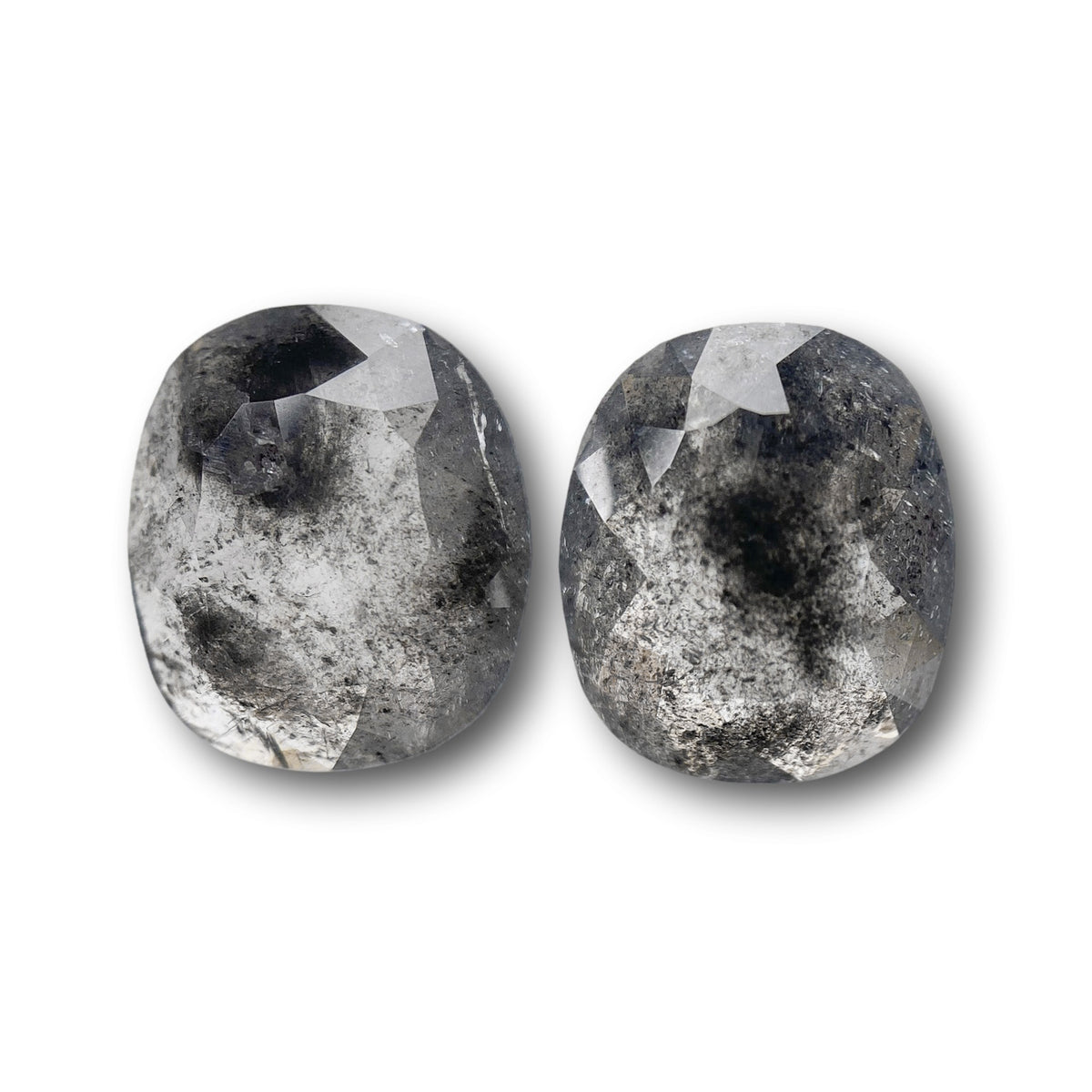 2.75cttw | Salt & Pepper Cushion Shape Rose Cut Diamond Matched Pair