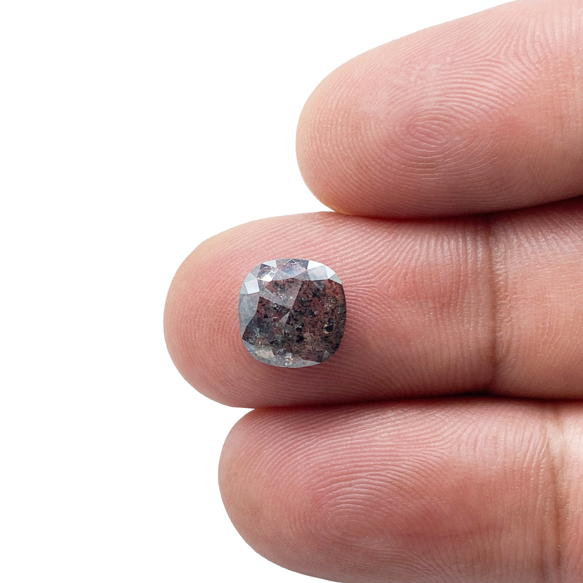 1.88ct | Salt & Pepper Cushion Shape Rose Cut Diamond - Modern Rustic Diamond
