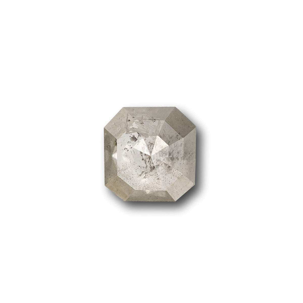 0.99ct | Salt & Pepper Emerald Shape Rose Cut Diamond - Modern Rustic Diamond