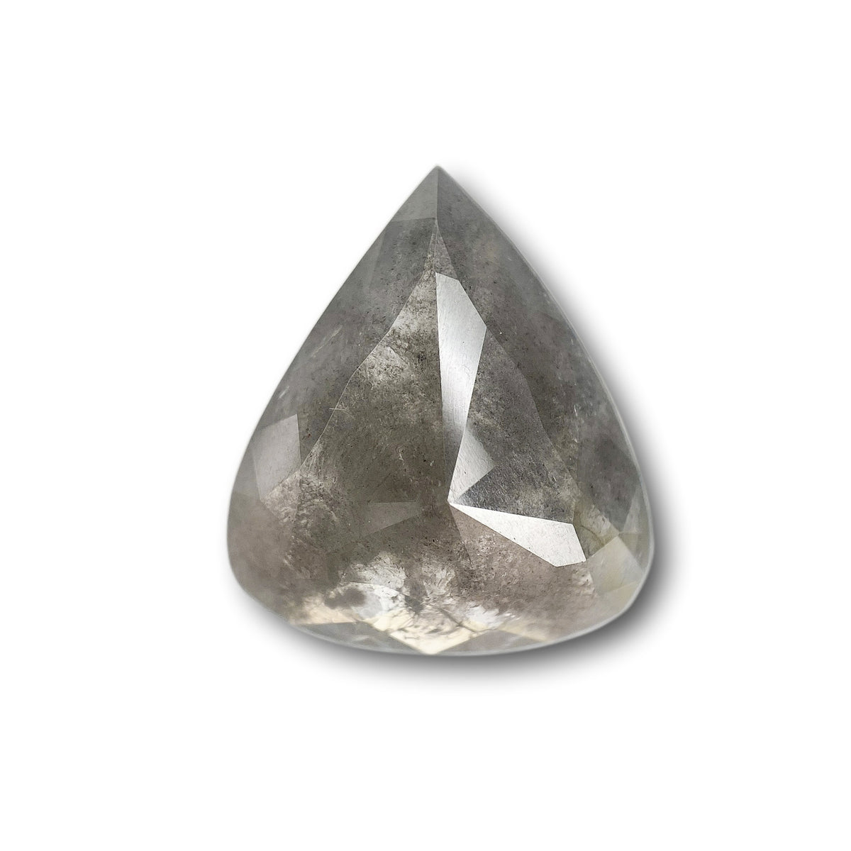4.71ct | Salt & Pepper Pear Shape Rose Cut Diamond - Modern Rustic Diamond