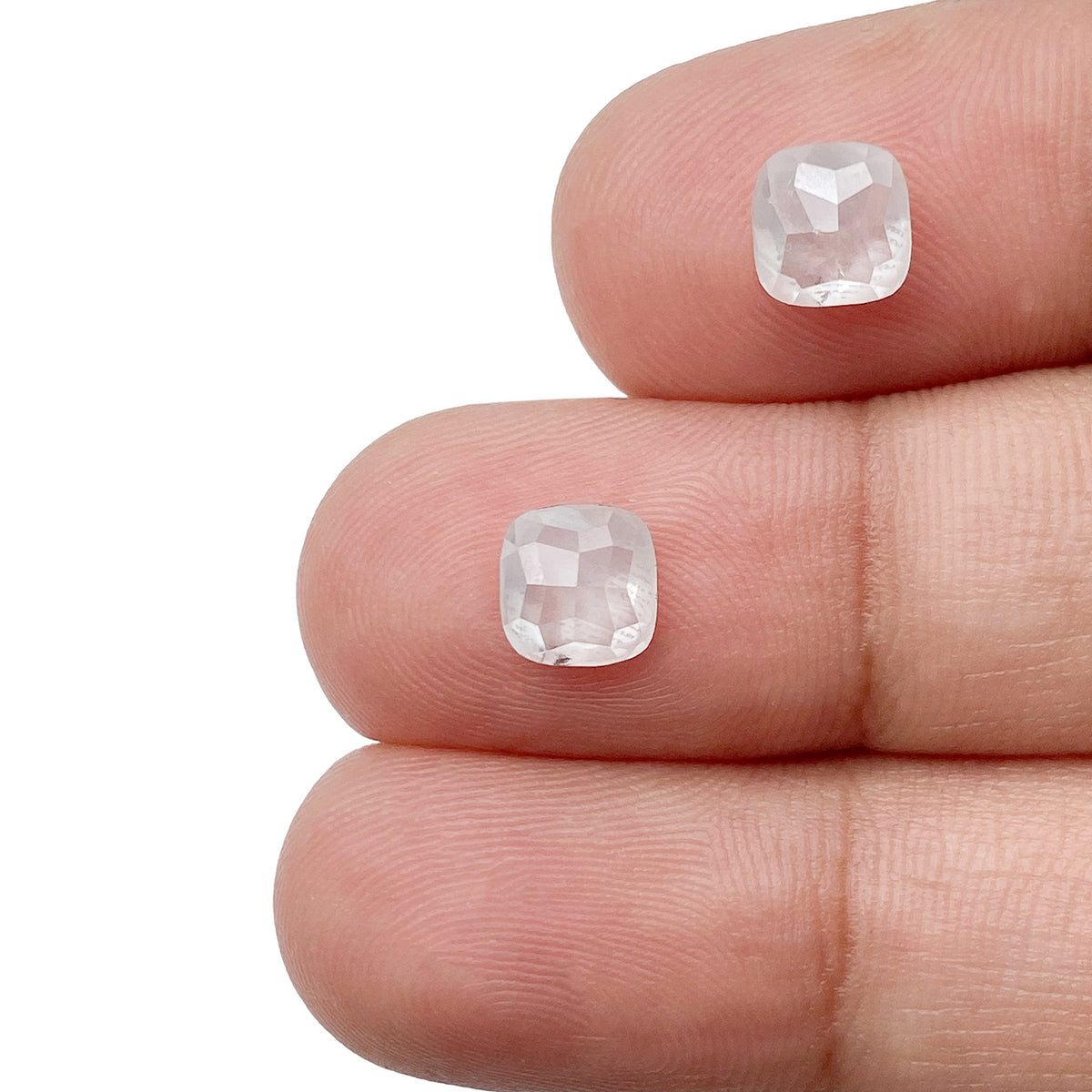 1.89cttw | Salt & Pepper Cushion Shape Rose Cut Diamond Matched Pair - Modern Rustic Diamond