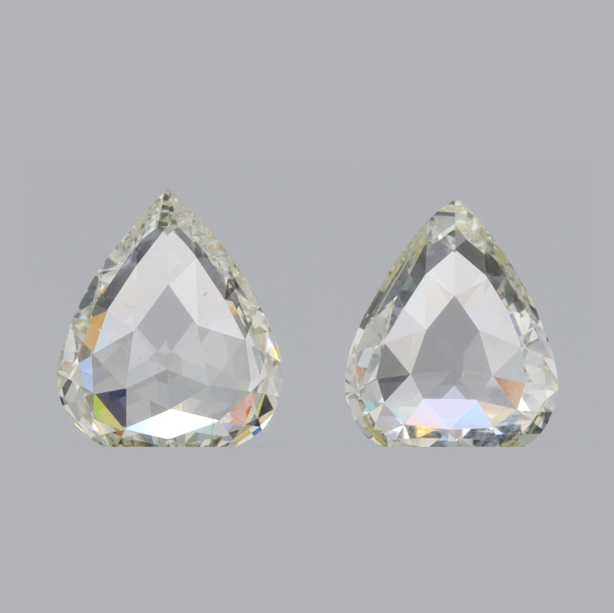 1.15cttw | L-M SI Pear Shape Rose Cut Diamond Matched Pair - Modern Rustic Diamond