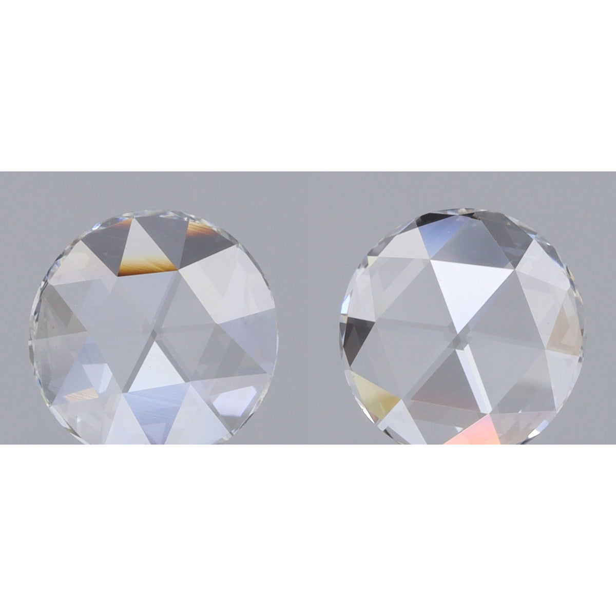 0.53cttw | E-F VVS Round Shape Rose Cut Diamond Matched Pair - Modern Rustic Diamond