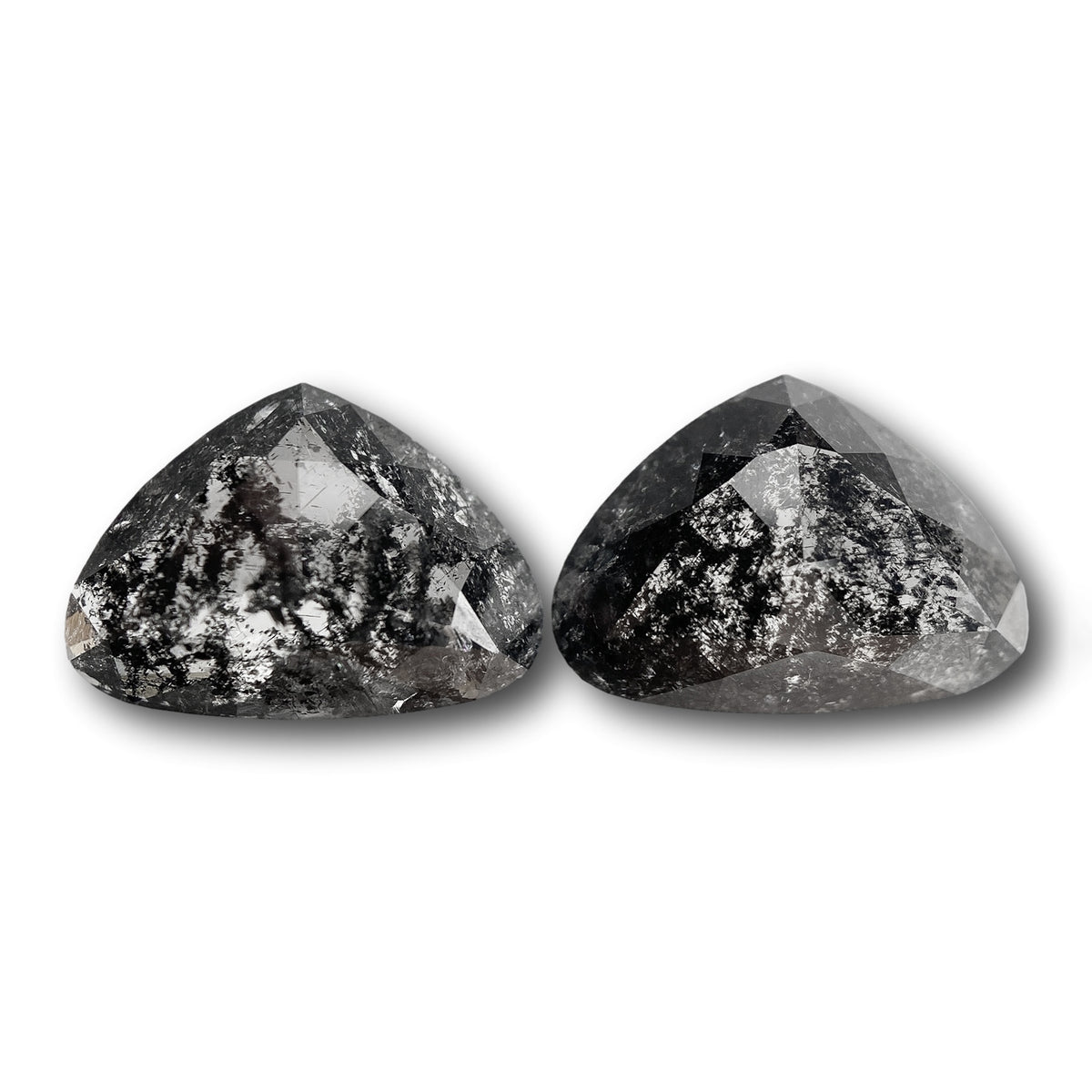 3.62cttw | Salt & Pepper Pear Shape Rose Cut Diamond Matched Pair