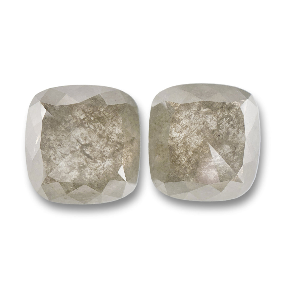 10.27cttw | Salt & Pepper Cushion Shape Rose Cut Diamond Matched Pair