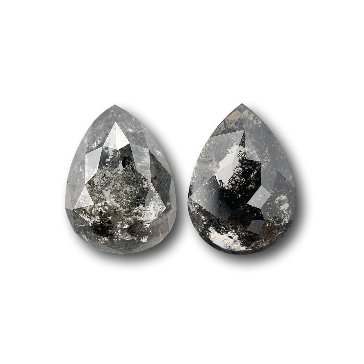 3.99cttw | Salt & Pepper Pear Shape Rose Cut Diamond Matched Pair