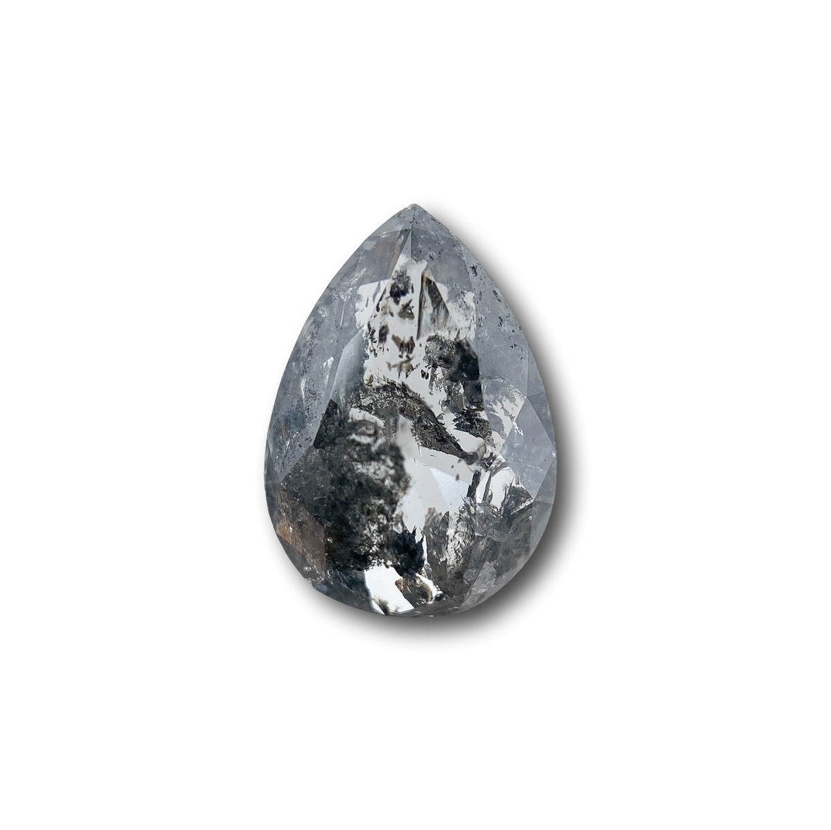 0.97ct | Salt & Pepper Pear Shape Rose Cut Diamond - Modern Rustic Diamond