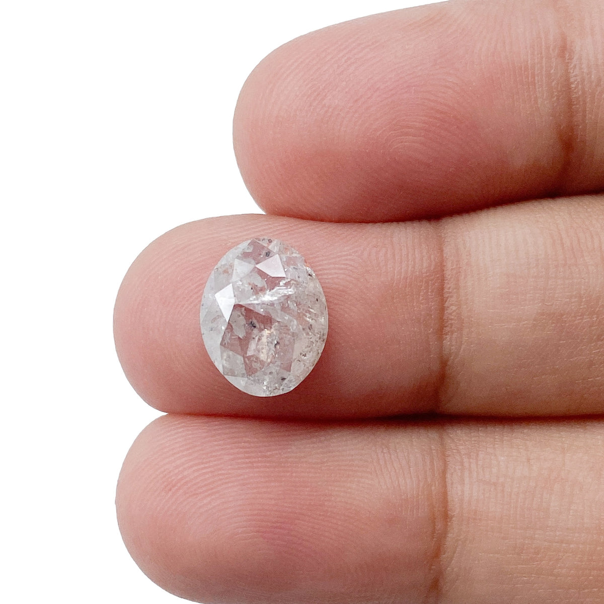 1.90ct | Salt & Pepper Oval Shape Rose Cut Diamond - Modern Rustic Diamond