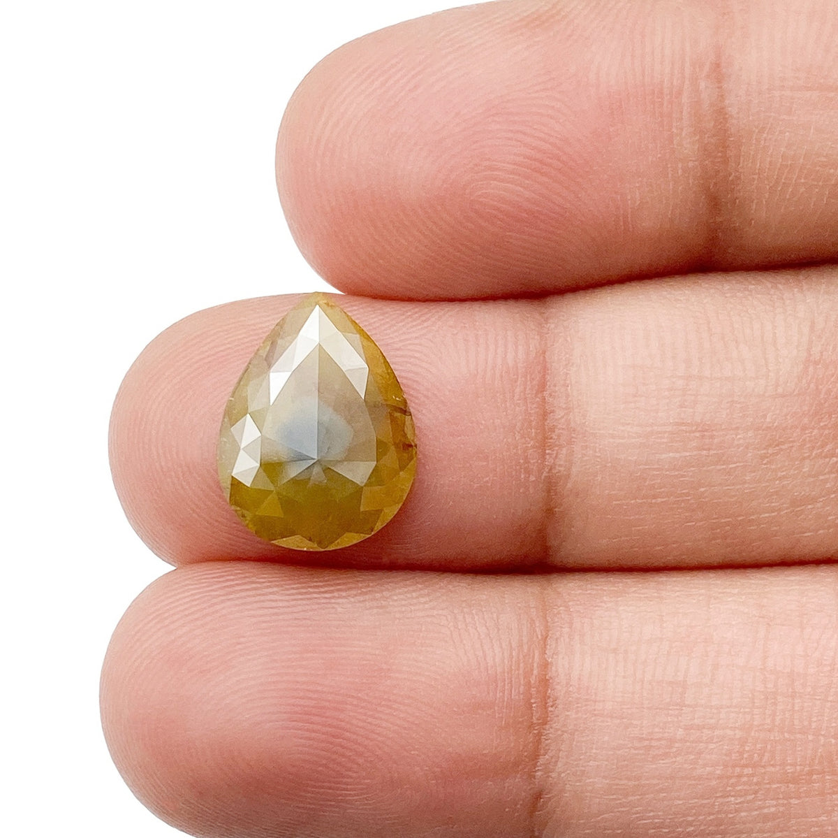 1.90ct | Salt & Pepper Pear Shape Rose Cut Diamond - Modern Rustic Diamond