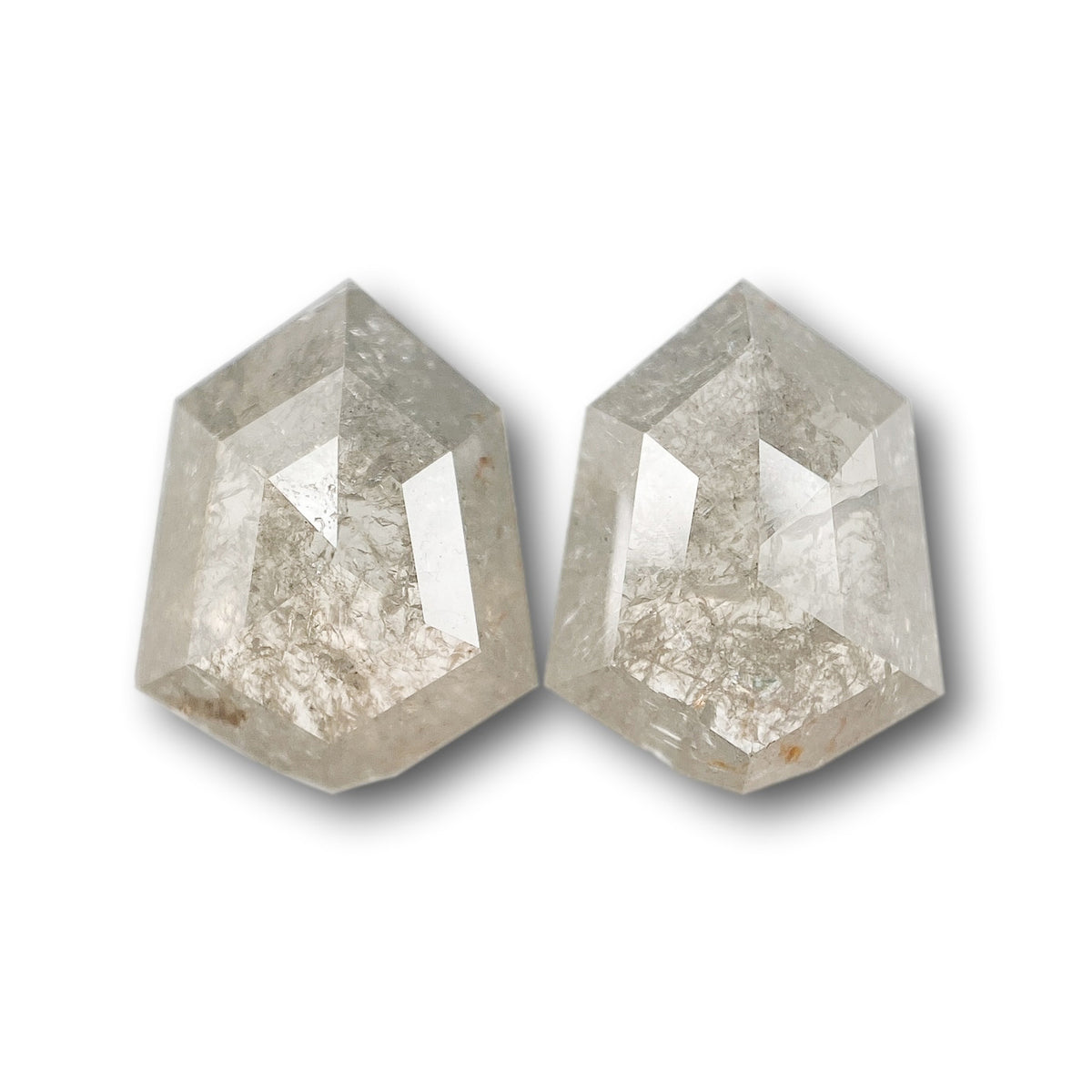 2.78cttw | Salt & Pepper Kite Shape Rose Cut Diamond Matched Pair