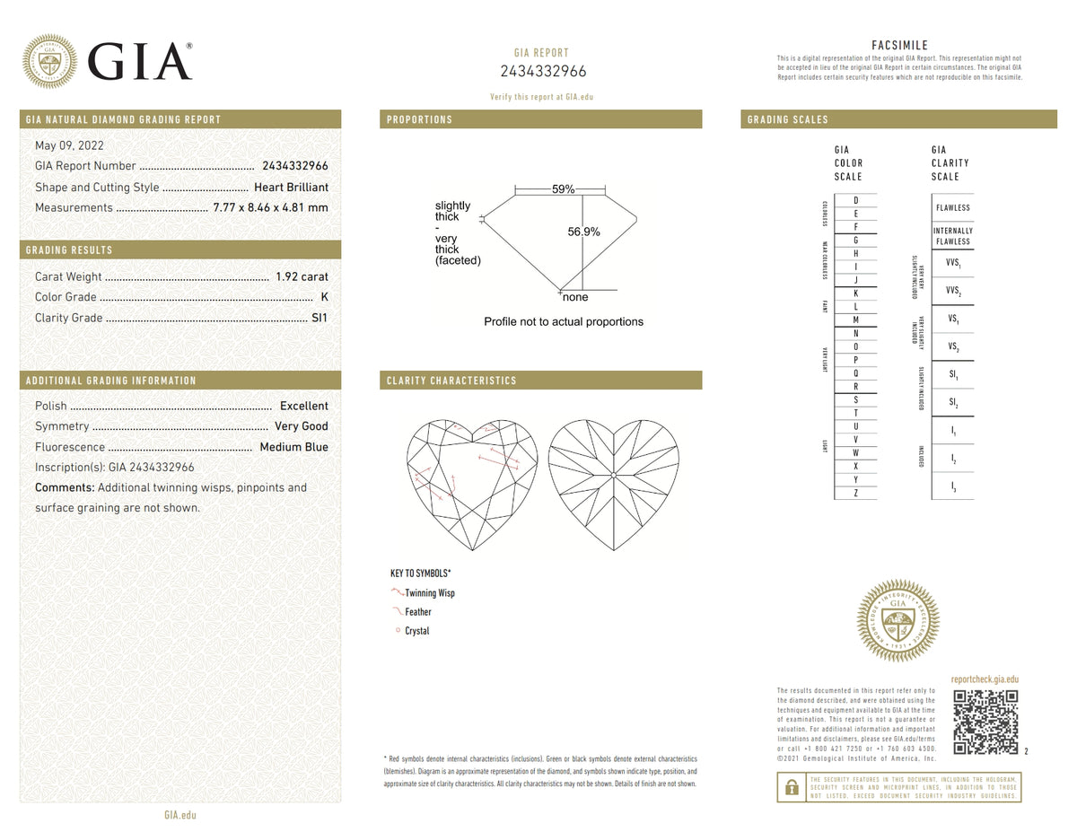 1.92ct | K/SI1 Heart Shape Brilliant Cut Diamond (GIA) - Modern Rustic Diamond