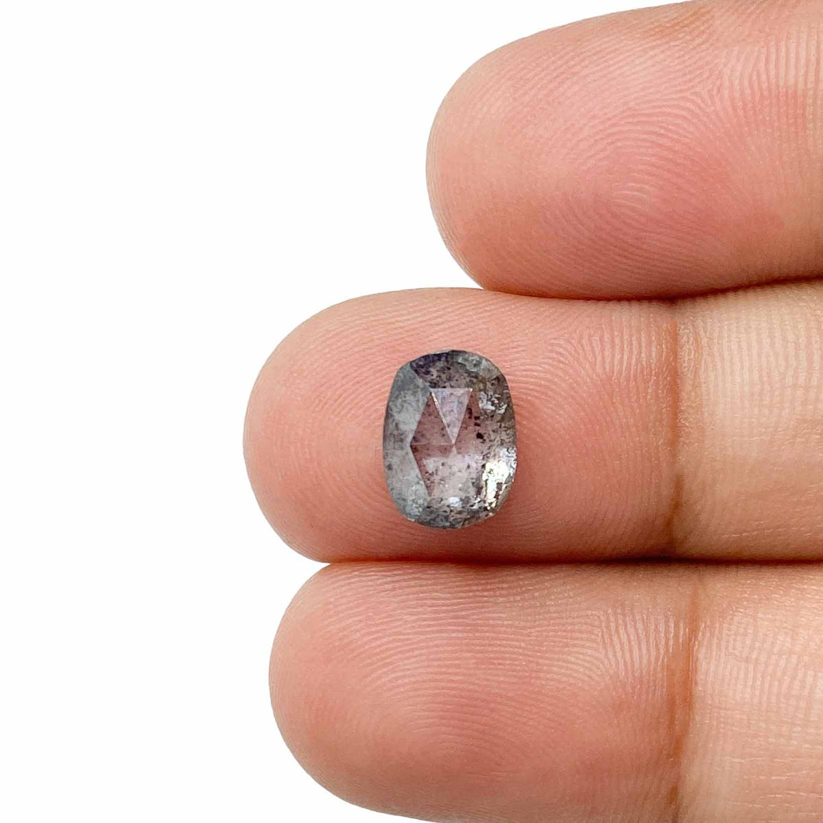 1.92ct | Salt & Pepper Cushion Shape Rose Cut Diamond - Modern Rustic Diamond