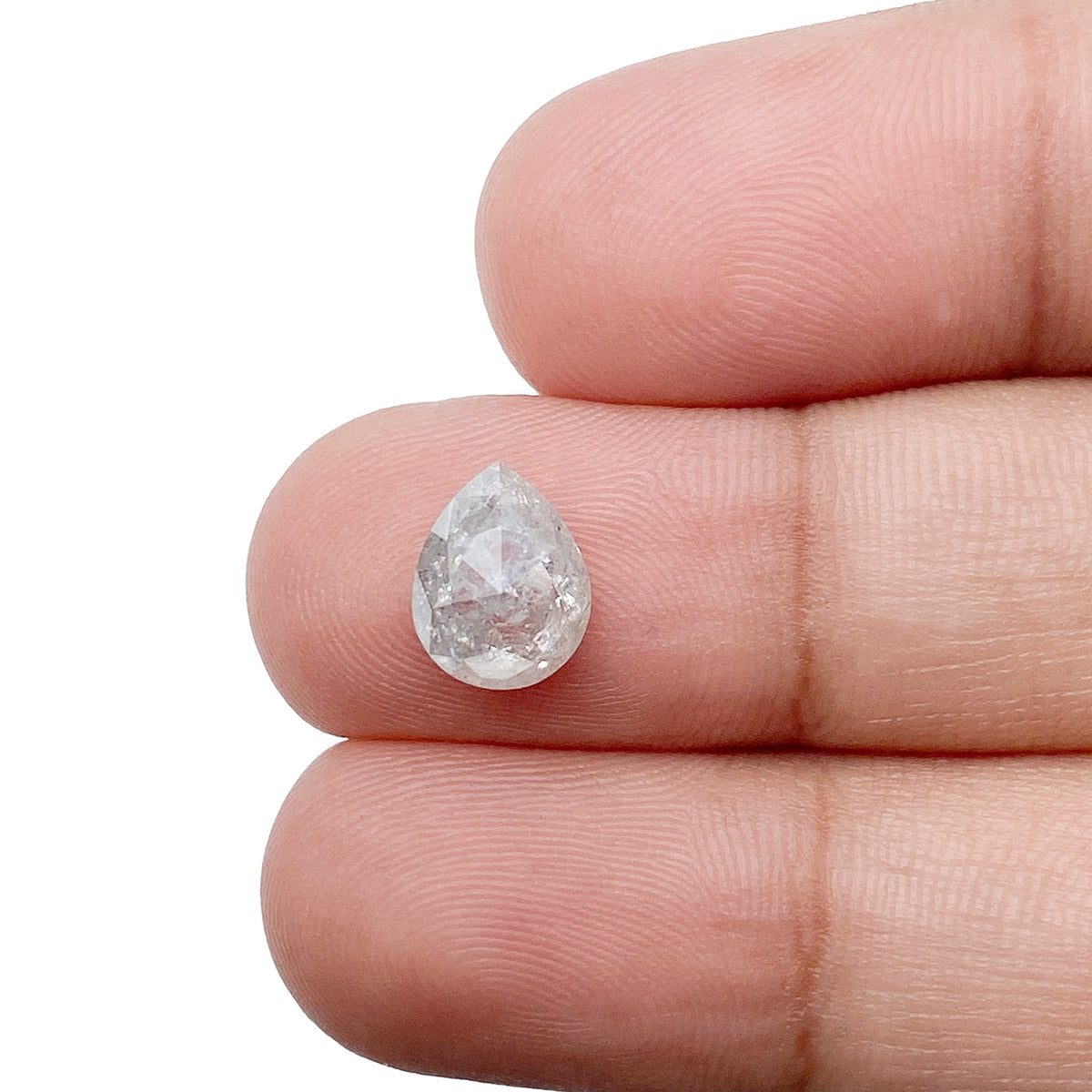 1.92ct | Salt & Pepper Pear Shape Rose Cut Diamond - Modern Rustic Diamond