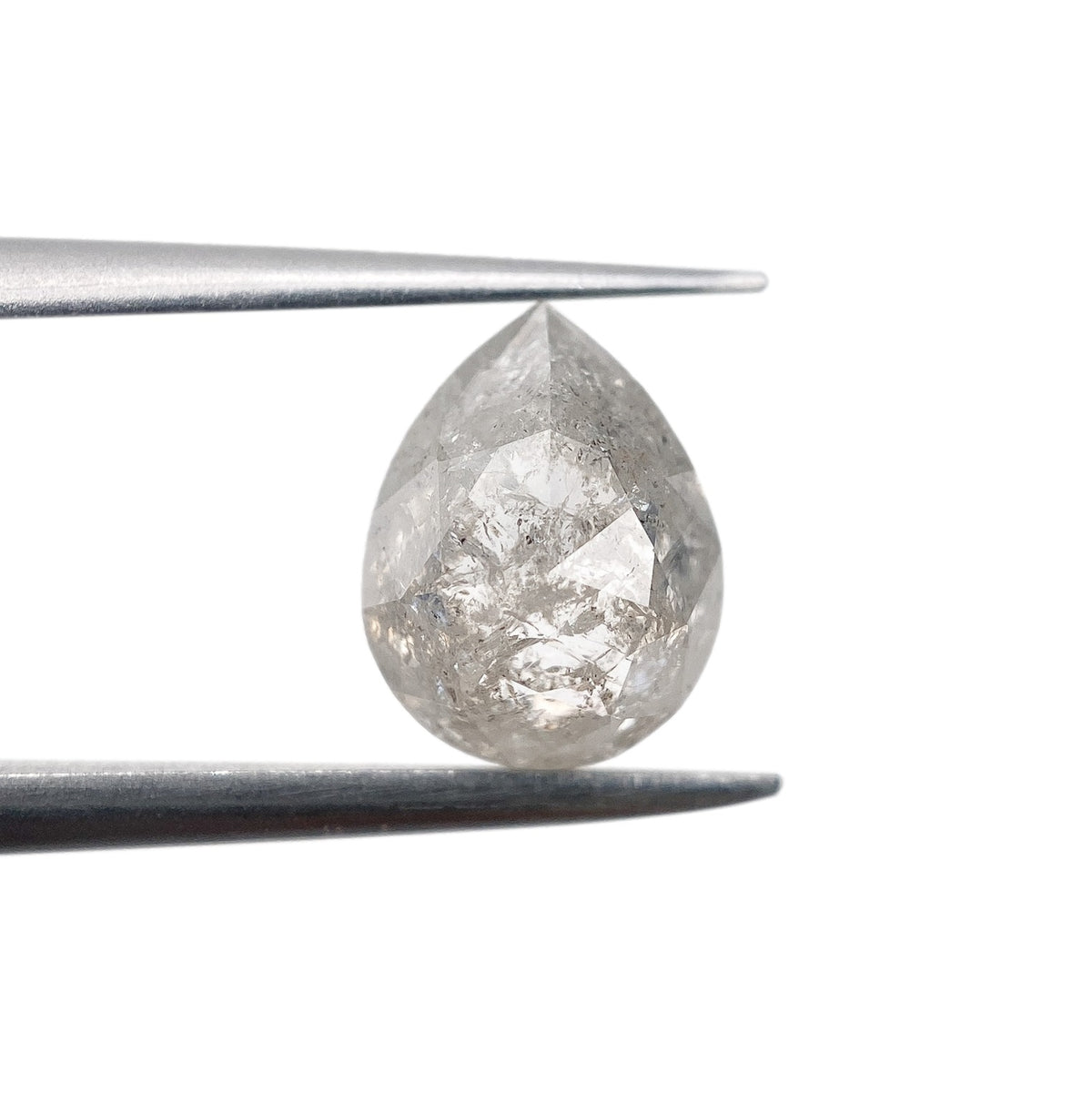 1.92ct | Salt & Pepper Pear Shape Rose Cut Diamond - Modern Rustic Diamond