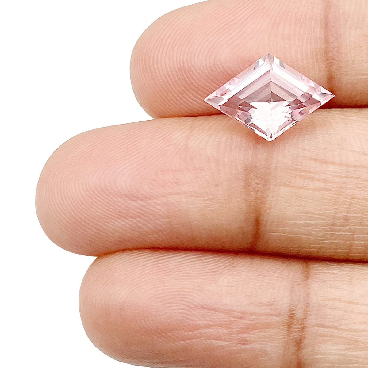 1.93ct |  Lozenge Shape Step Cut Morganite - Modern Rustic Diamond