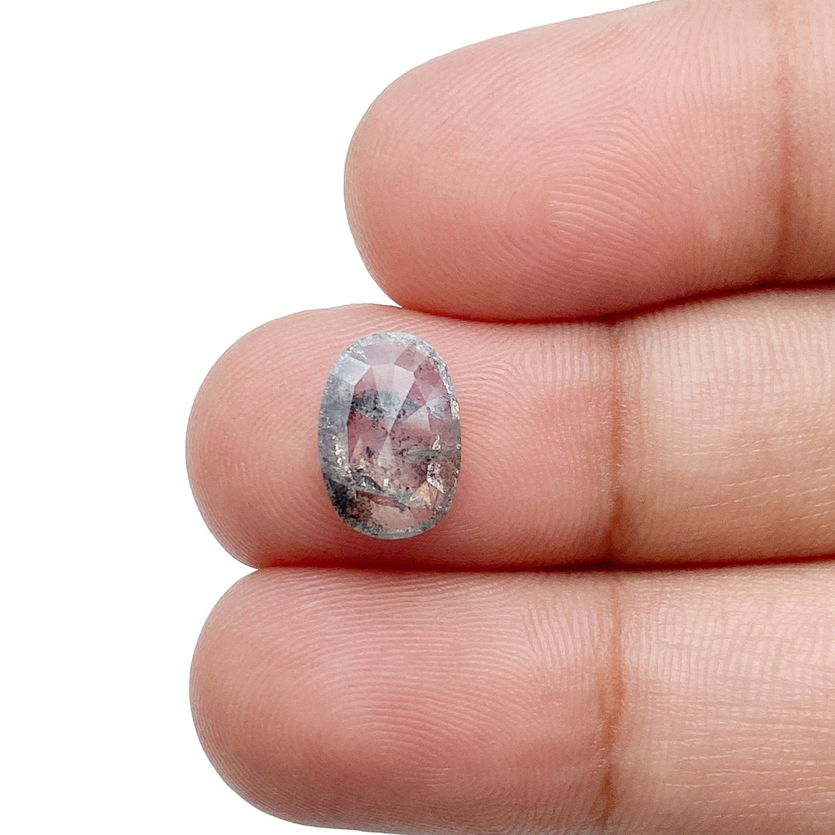 1.94ct | Salt & Pepper Oval Shape Rose Cut Diamond - Modern Rustic Diamond