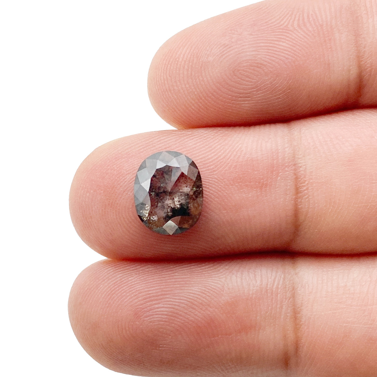 1.95ct | Salt & Pepper Oval Shape Rose Cut Diamond - Modern Rustic Diamond