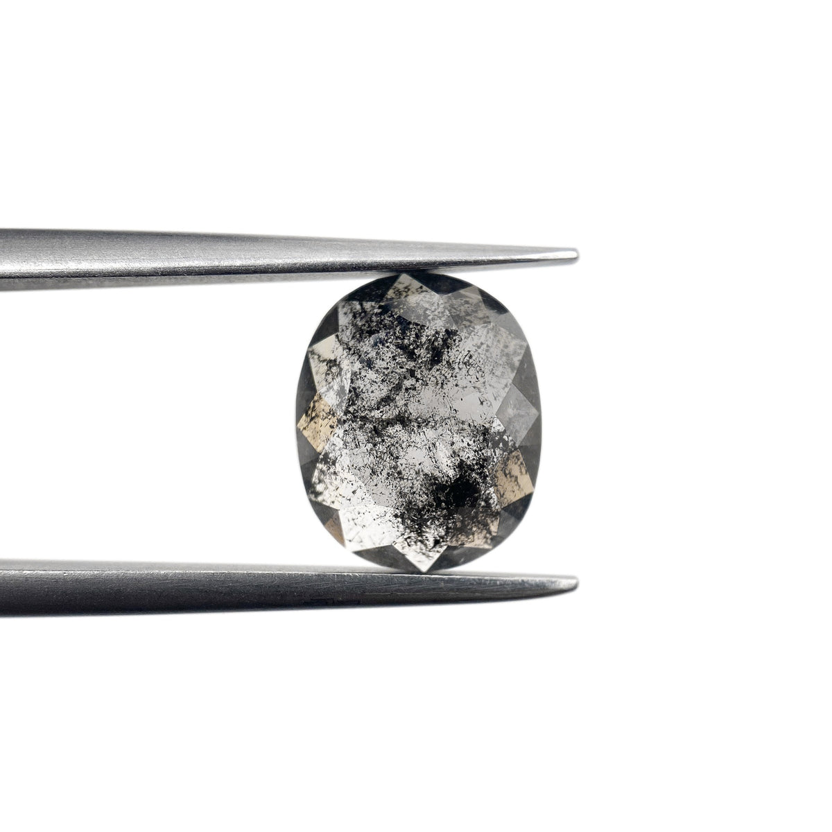 1.95ct | Salt & Pepper Oval Shape Rose Cut Diamond - Modern Rustic Diamond