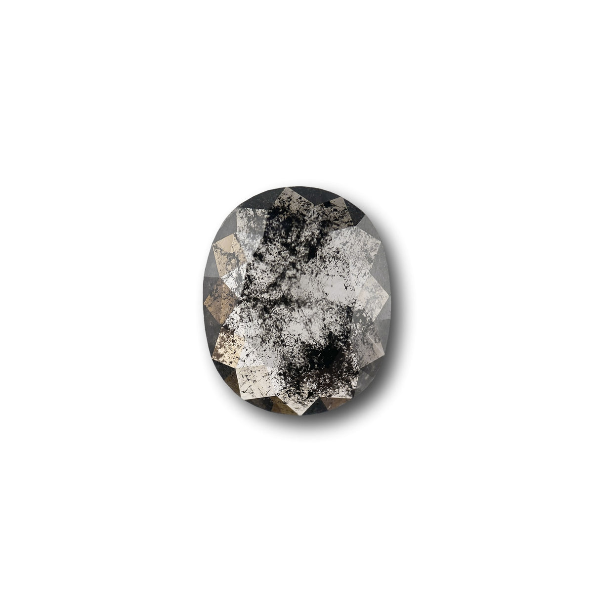 1.95ct | Salt & Pepper Oval Shape Rose Cut Diamond - Modern Rustic Diamond