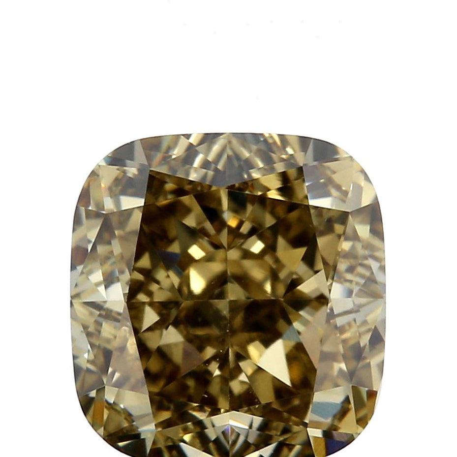 2.01ct | Fancy Dark Brown-Greenish Yellow VS1 Cushion Shape Brilliant Cut Diamond (GIA)