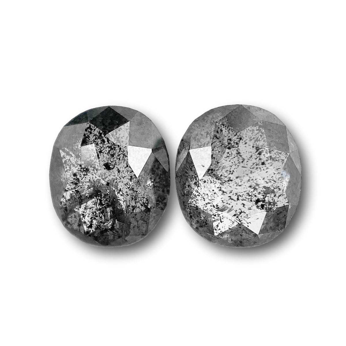 1.14cttw | Salt & Pepper Cushion Shape Rose Cut Diamond Matched Pair
