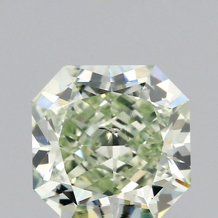 0.88ct | Fancy Green/I1 Radiant Shape Brilliant Cut Diamond (GIA)