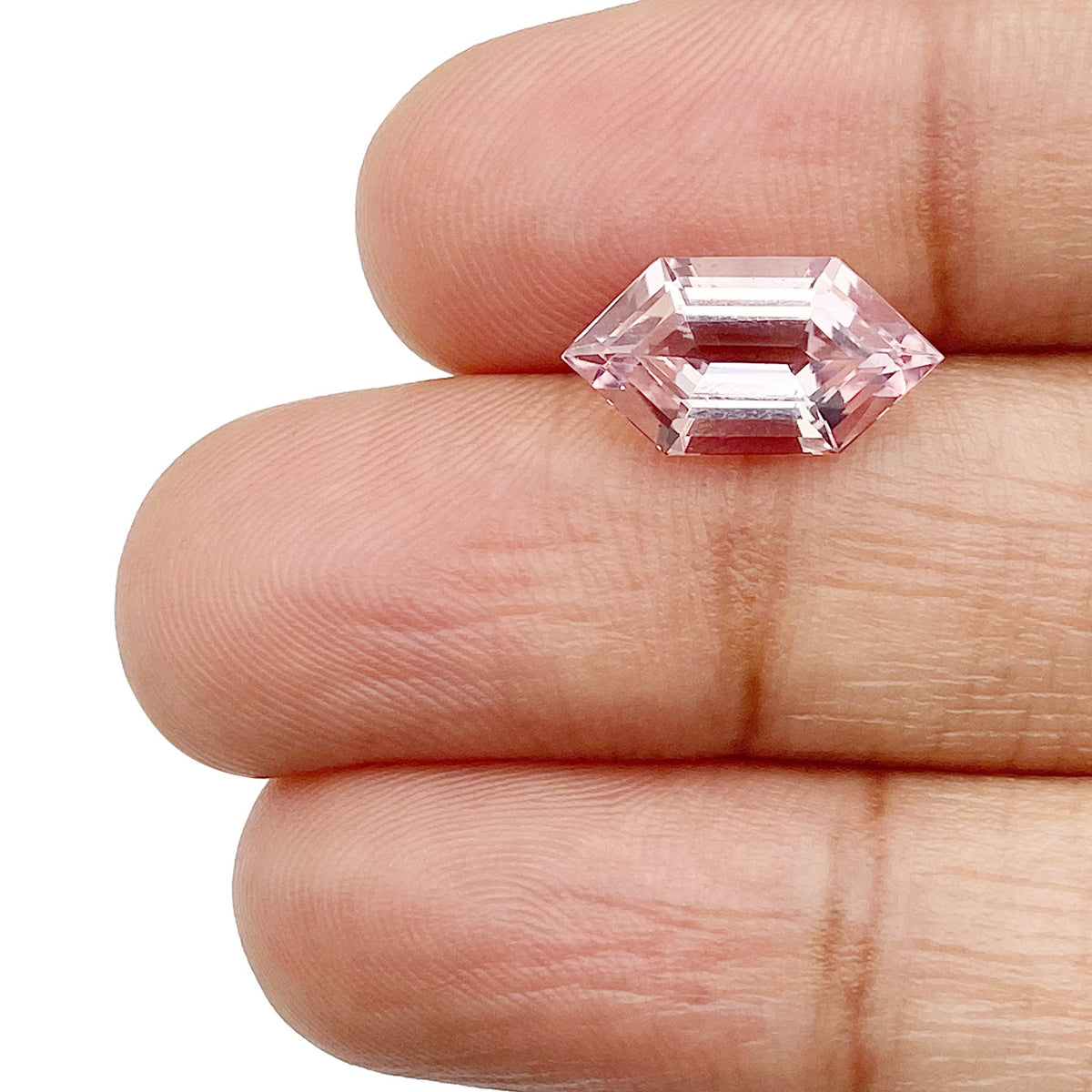 1.98ct |  Hexagon Shape Step Cut Morganite - Modern Rustic Diamond